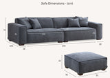 My Fitin Dakota 4 seater with Chaise in Midnight Boucle